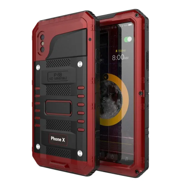 360 Heavy Duty Metal Armour Protection Case IP68 Waterproof Shockproof Cover for iPhone