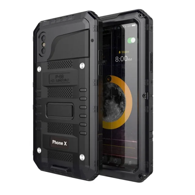 360 Heavy Duty Metal Armour Protection Case IP68 Waterproof Shockproof Cover for iPhone