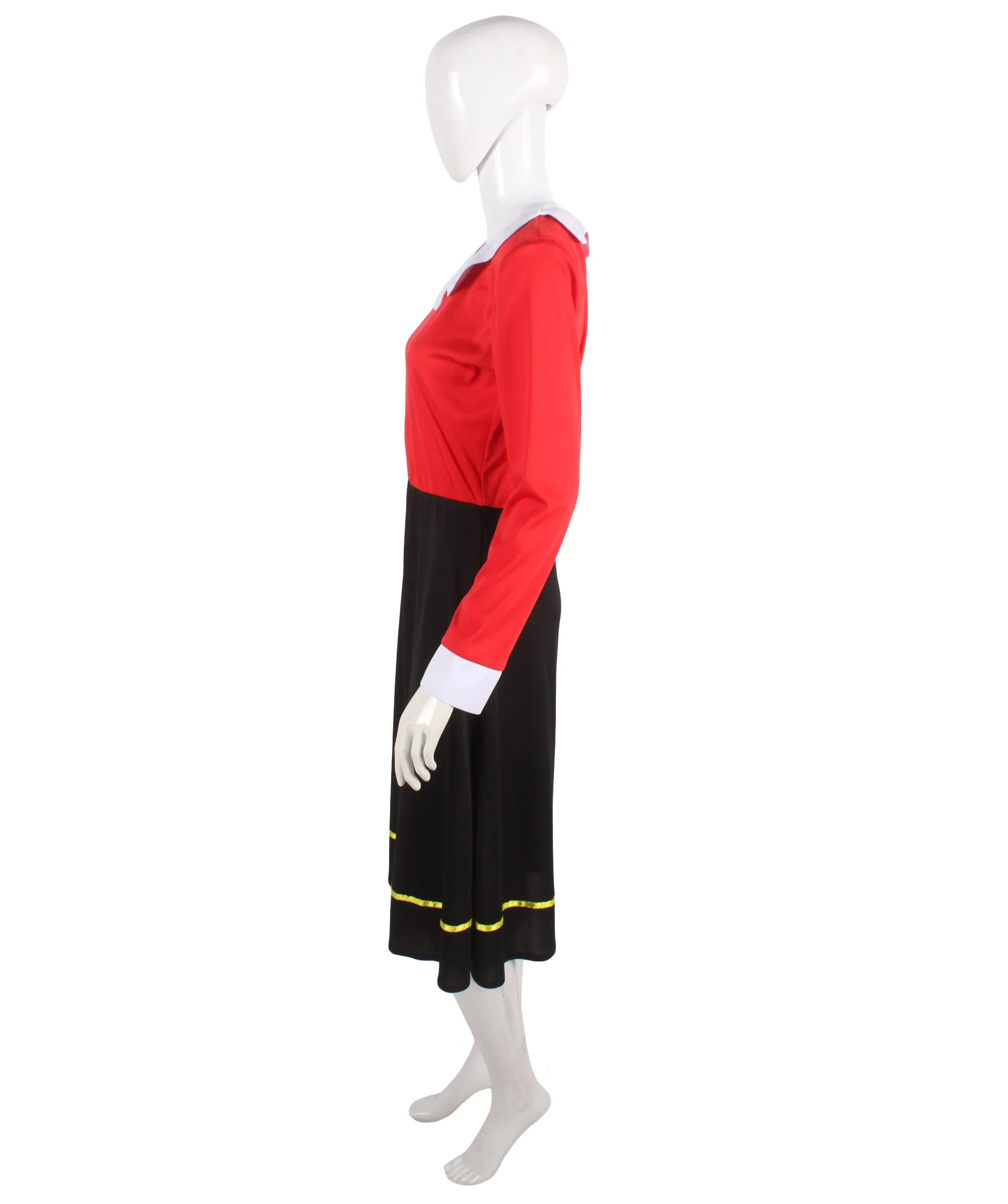 Adult Women's Red & Black Cartoon Character Olive Costume | Perfect for Halloween | Flame-retardant Synthetic Fabric