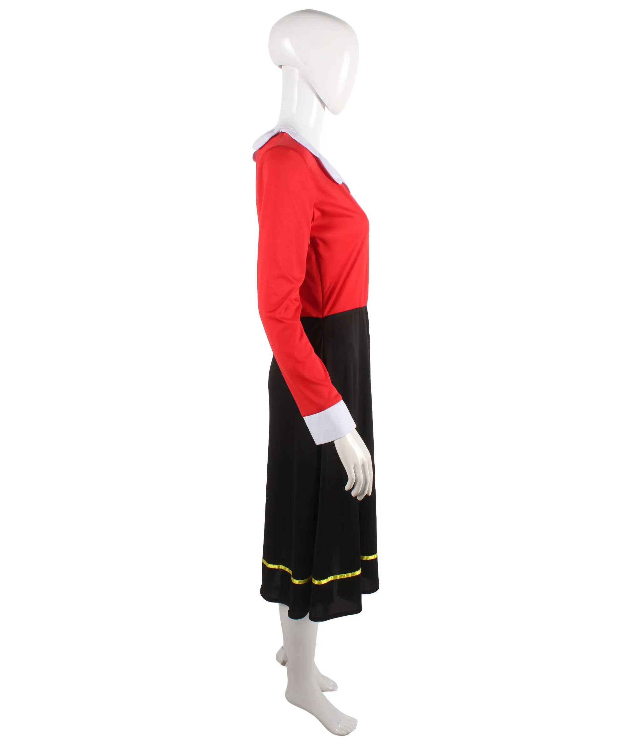 Adult Women's Red & Black Cartoon Character Olive Costume | Perfect for Halloween | Flame-retardant Synthetic Fabric