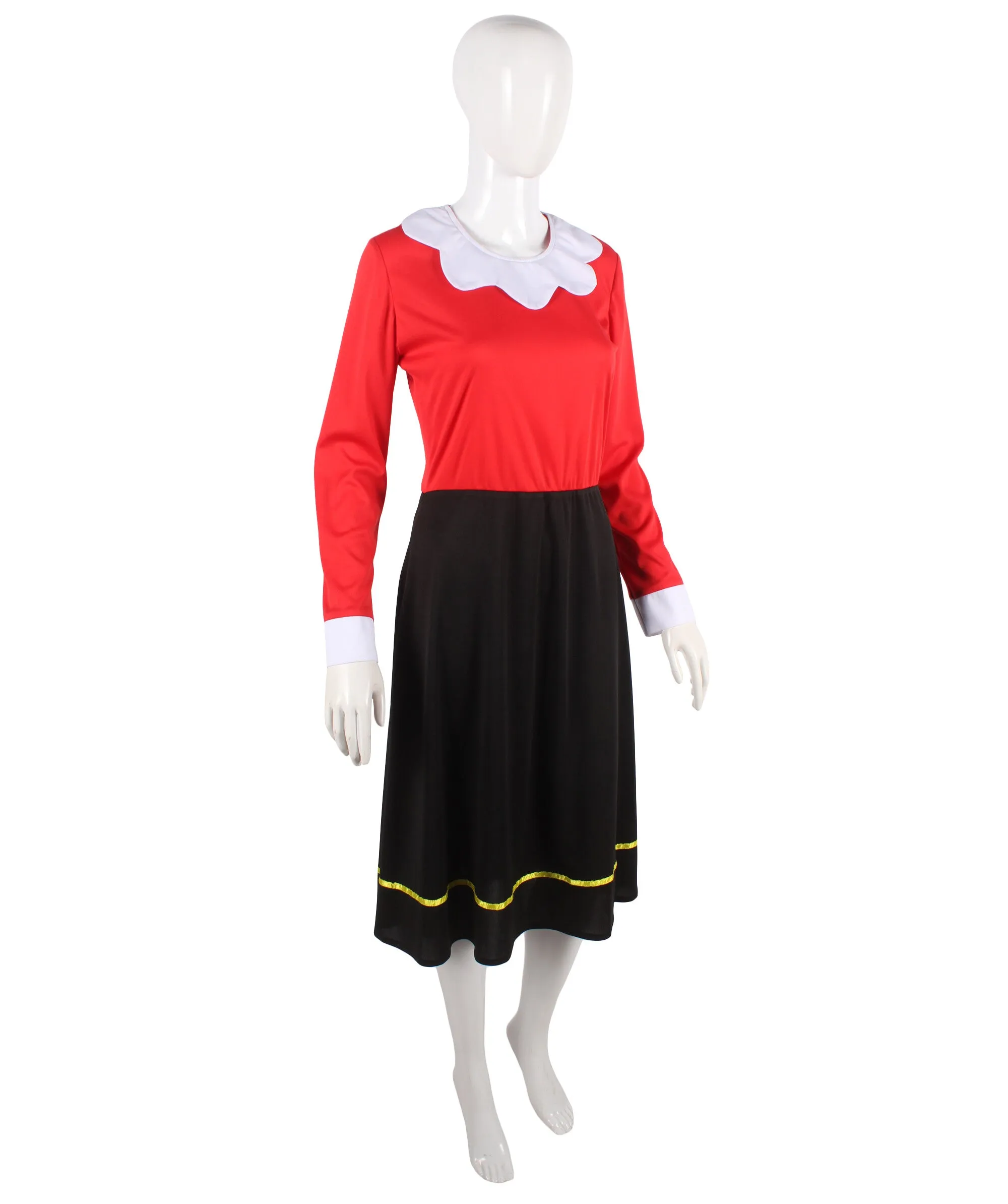Adult Women's Red & Black Cartoon Character Olive Costume | Perfect for Halloween | Flame-retardant Synthetic Fabric