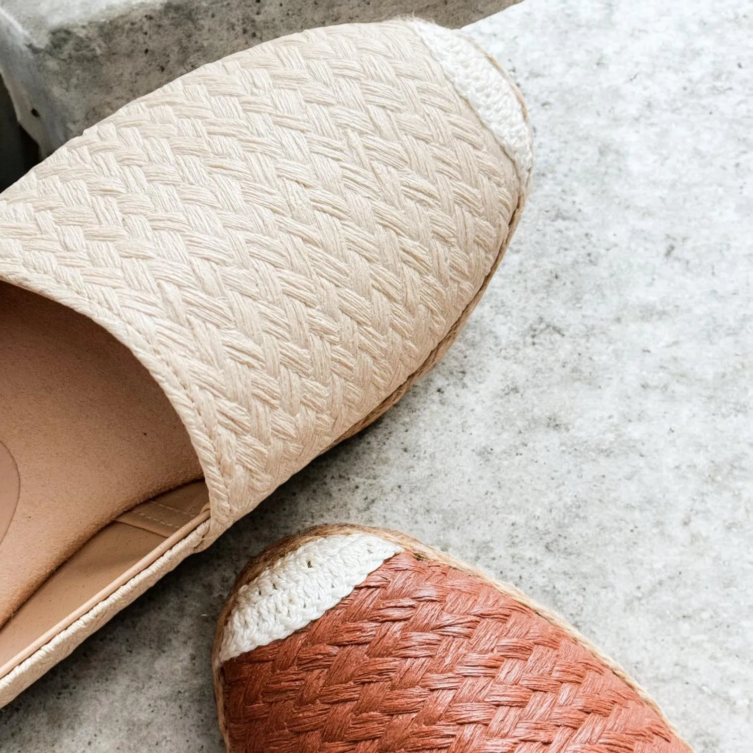 AZELEA Weave Texture Leather Abaca Espadrilles