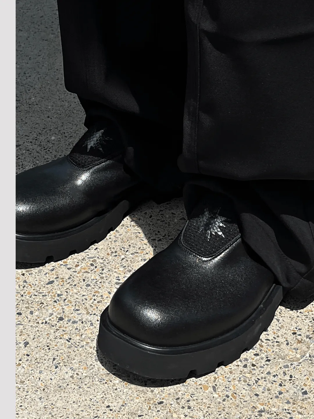 black casual leather shoes na883
