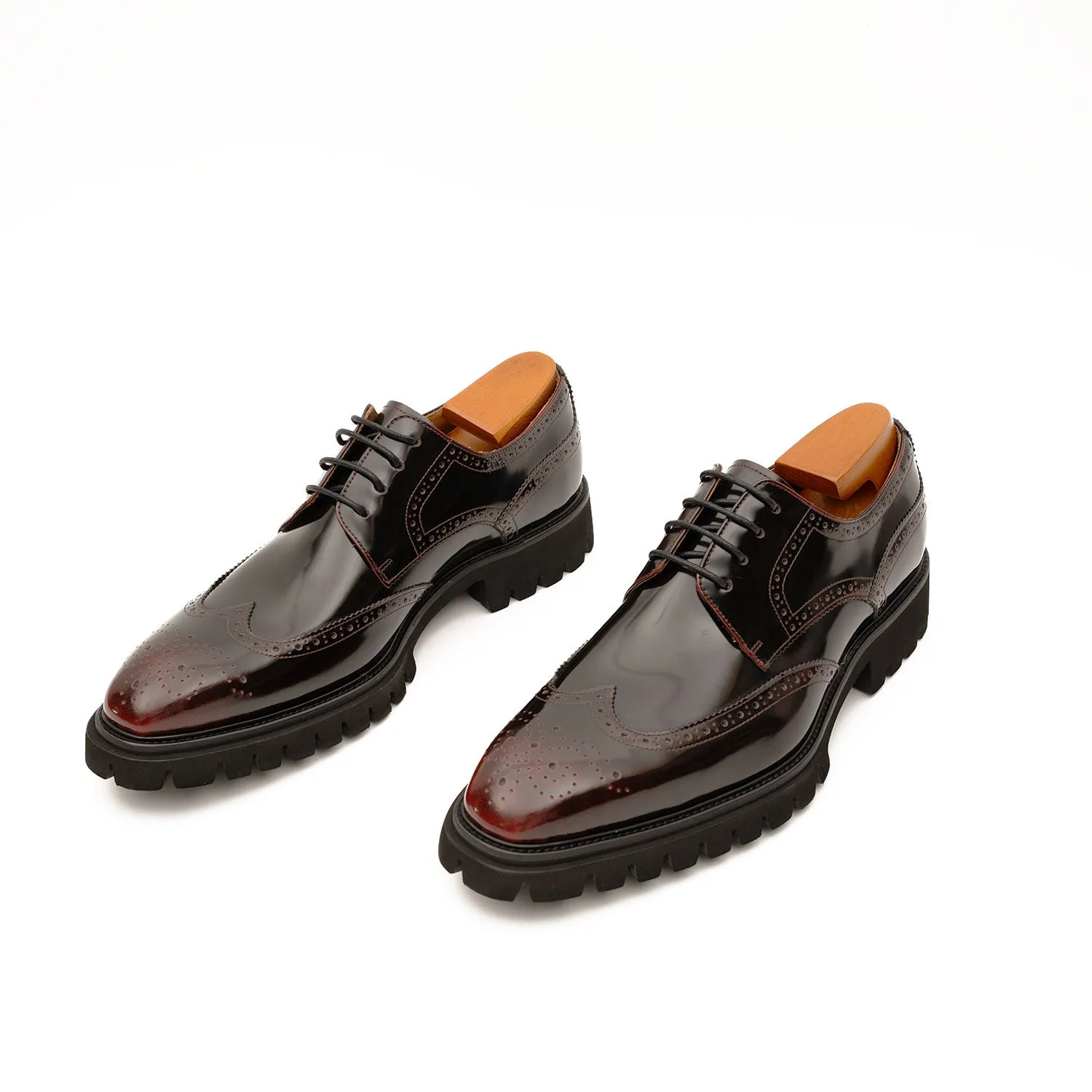 Brown derby brogue shoes