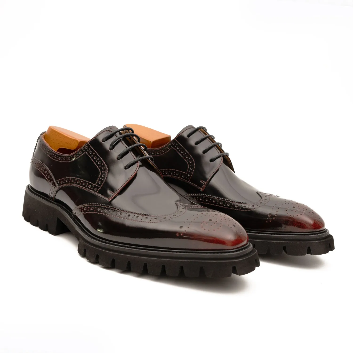 Brown derby brogue shoes