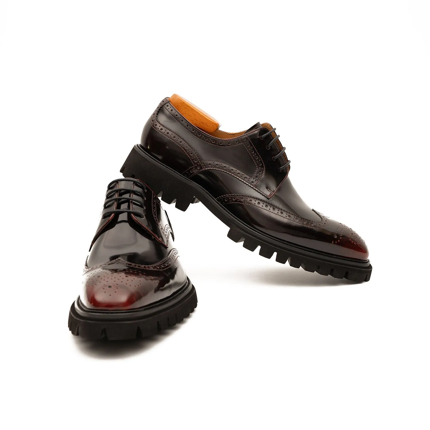 Brown derby brogue shoes