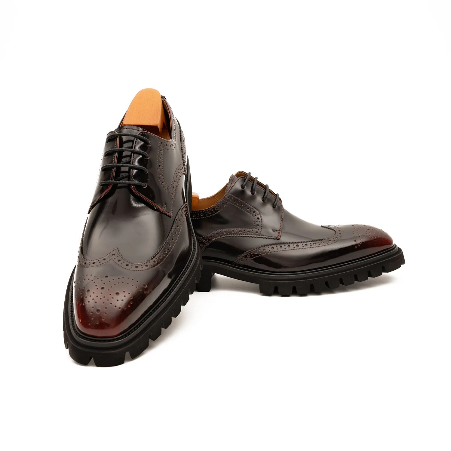 Brown derby brogue shoes