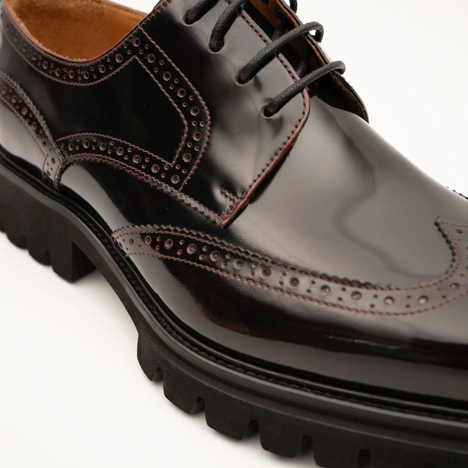 Brown derby brogue shoes