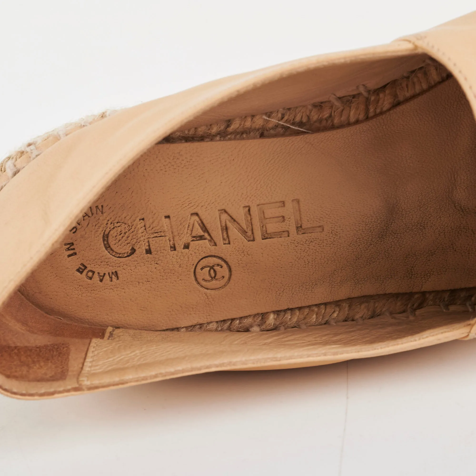 Chanel Espadrilles Shoes Beige Size 37