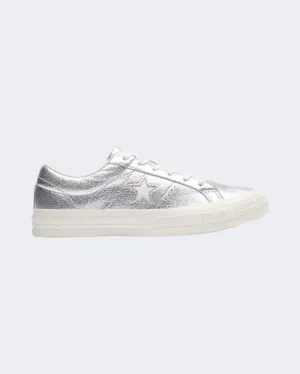 Converse One Star Heavy Metsllic Leather Unisex Lifestyle Shoes Silver 161590C-040
