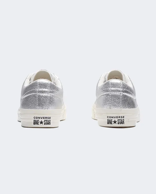 Converse One Star Heavy Metsllic Leather Unisex Lifestyle Shoes Silver 161590C-040