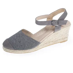 Espadrilles fermées Femme talon corde Grise