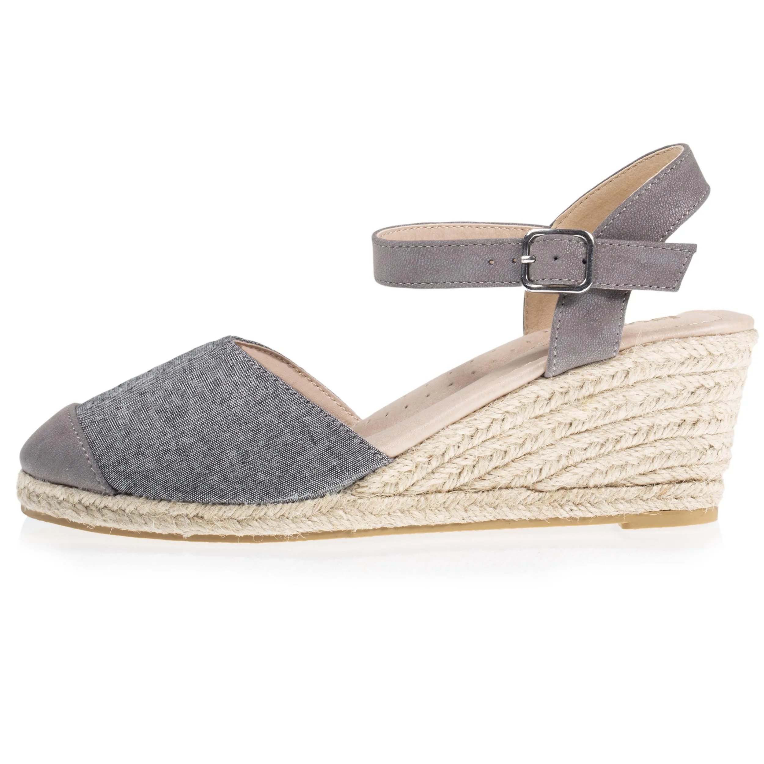 Espadrilles fermées Femme talon corde Grise
