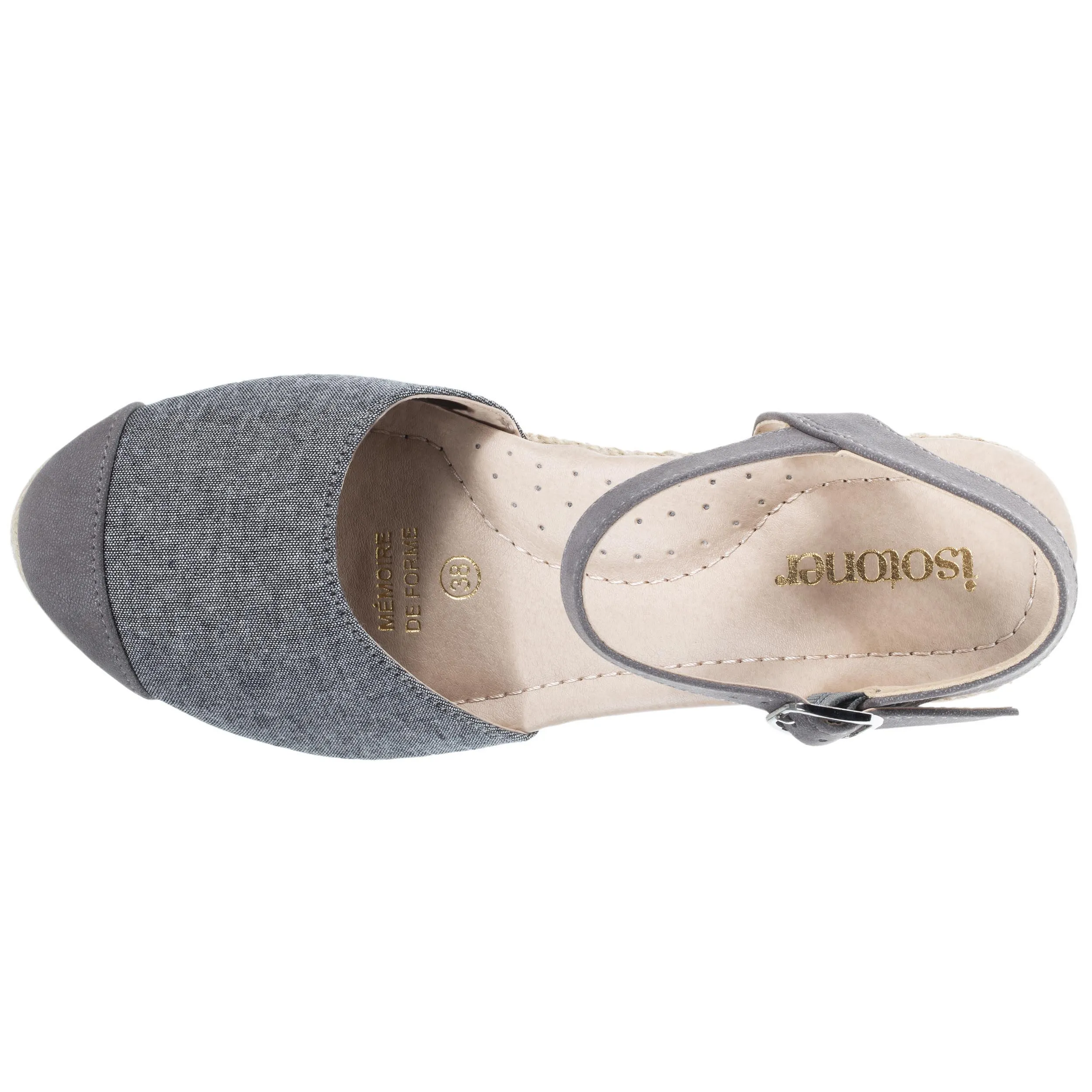 Espadrilles fermées Femme talon corde Grise