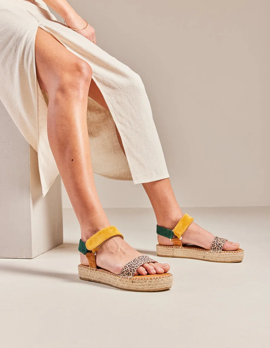 Espadrilles Flore - Suède sapin moutarde marron