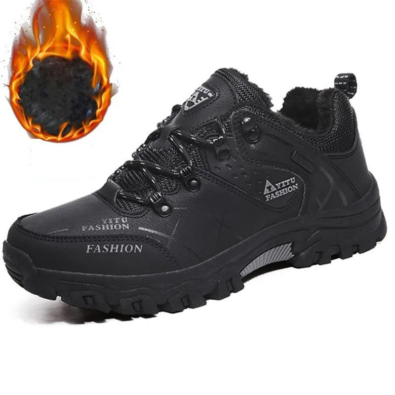 Herren Wasserdichte Leder Turnschuhe Super Warm Outdoor Wanderschuhe Arbeitsschuhe Winter Schneeschuhe