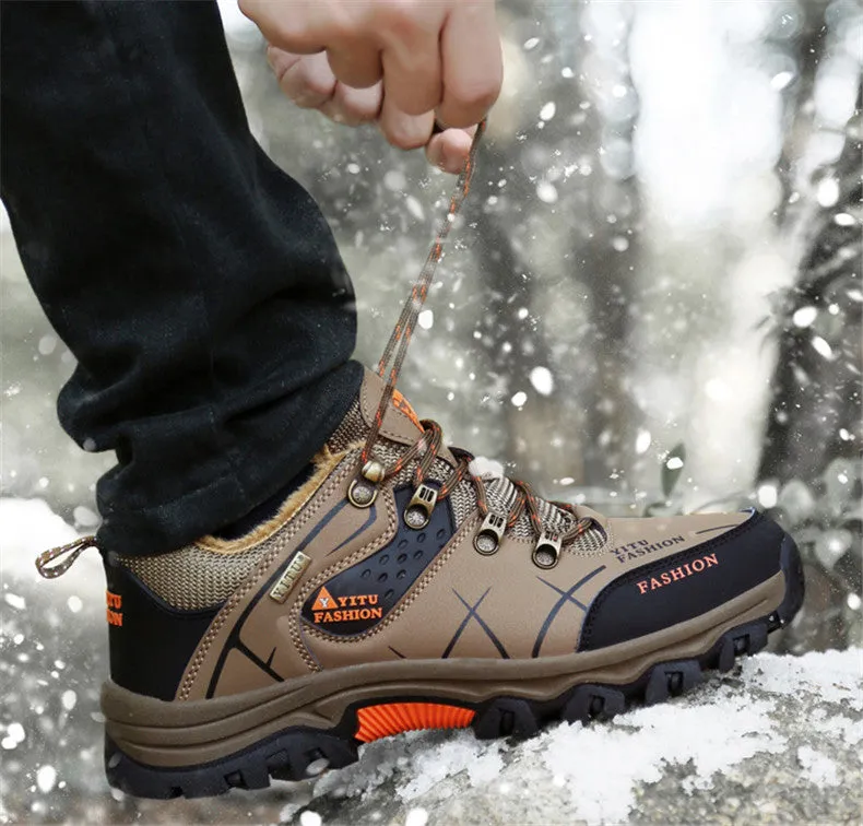 Herren Wasserdichte Leder Turnschuhe Super Warm Outdoor Wanderschuhe Arbeitsschuhe Winter Schneeschuhe