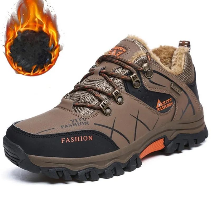 Herren Wasserdichte Leder Turnschuhe Super Warm Outdoor Wanderschuhe Arbeitsschuhe Winter Schneeschuhe