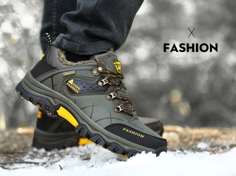 Herren Wasserdichte Leder Turnschuhe Super Warm Outdoor Wanderschuhe Arbeitsschuhe Winter Schneeschuhe