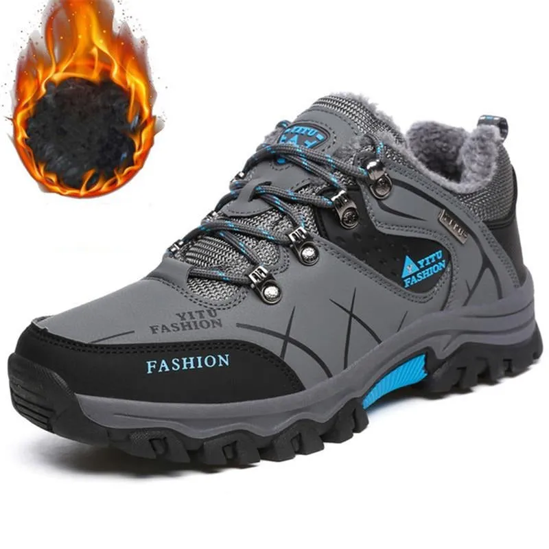 Herren Wasserdichte Leder Turnschuhe Super Warm Outdoor Wanderschuhe Arbeitsschuhe Winter Schneeschuhe