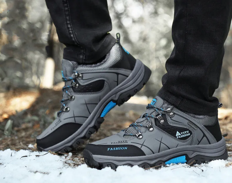 Herren Wasserdichte Leder Turnschuhe Super Warm Outdoor Wanderschuhe Arbeitsschuhe Winter Schneeschuhe