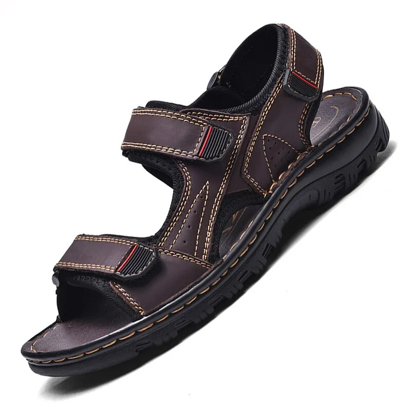 Herrensandalen Outdoor Echtes Leder Atmungsaktive Herrensandalen Leder Handgefertigte Herren Strandsandalen