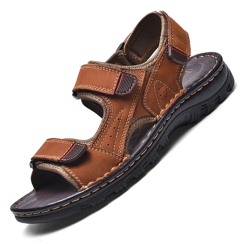 Herrensandalen Outdoor Echtes Leder Atmungsaktive Herrensandalen Leder Handgefertigte Herren Strandsandalen