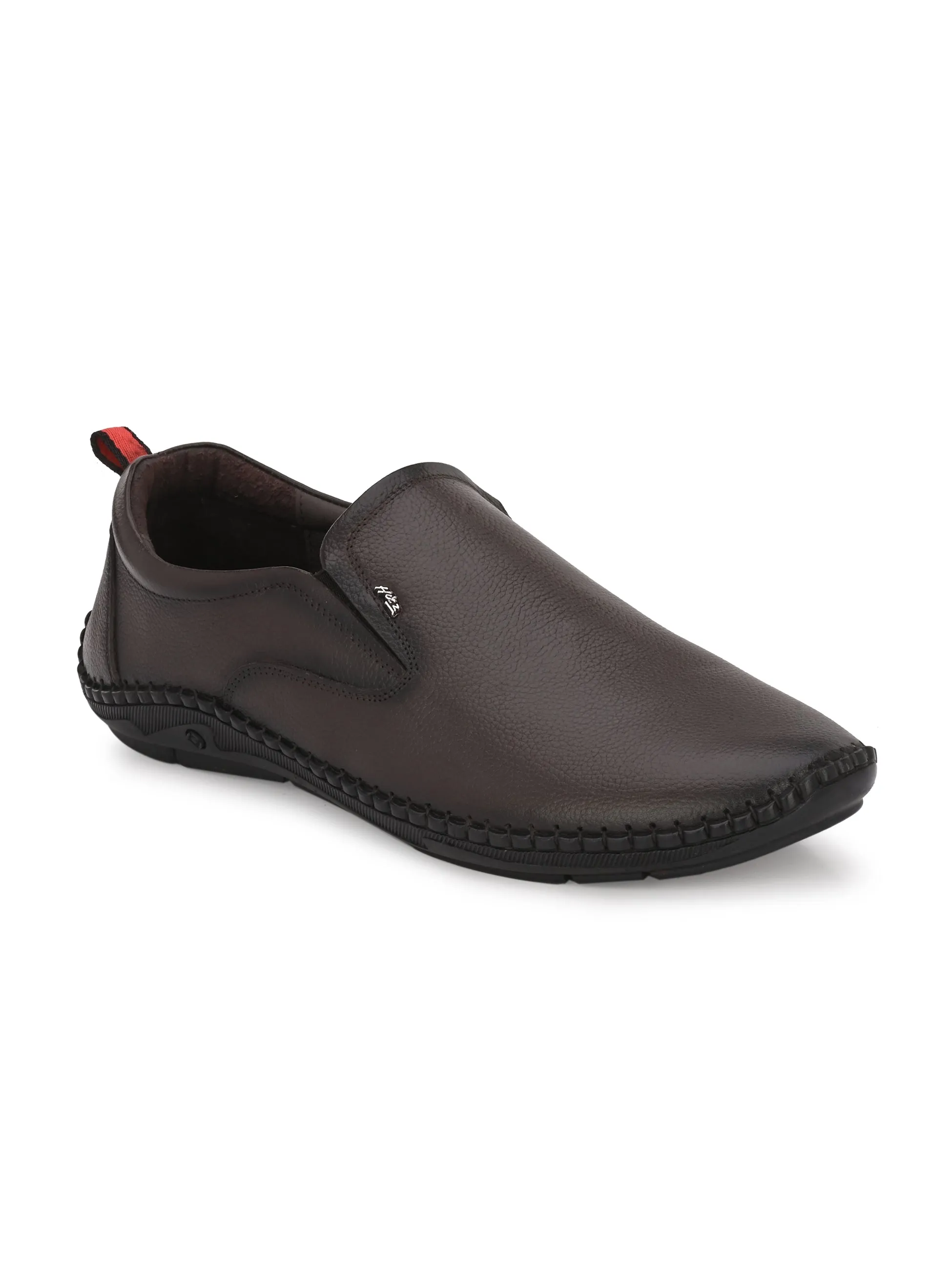 HITZ102 Men's Brown Leather Casual Slip-On Shoes
