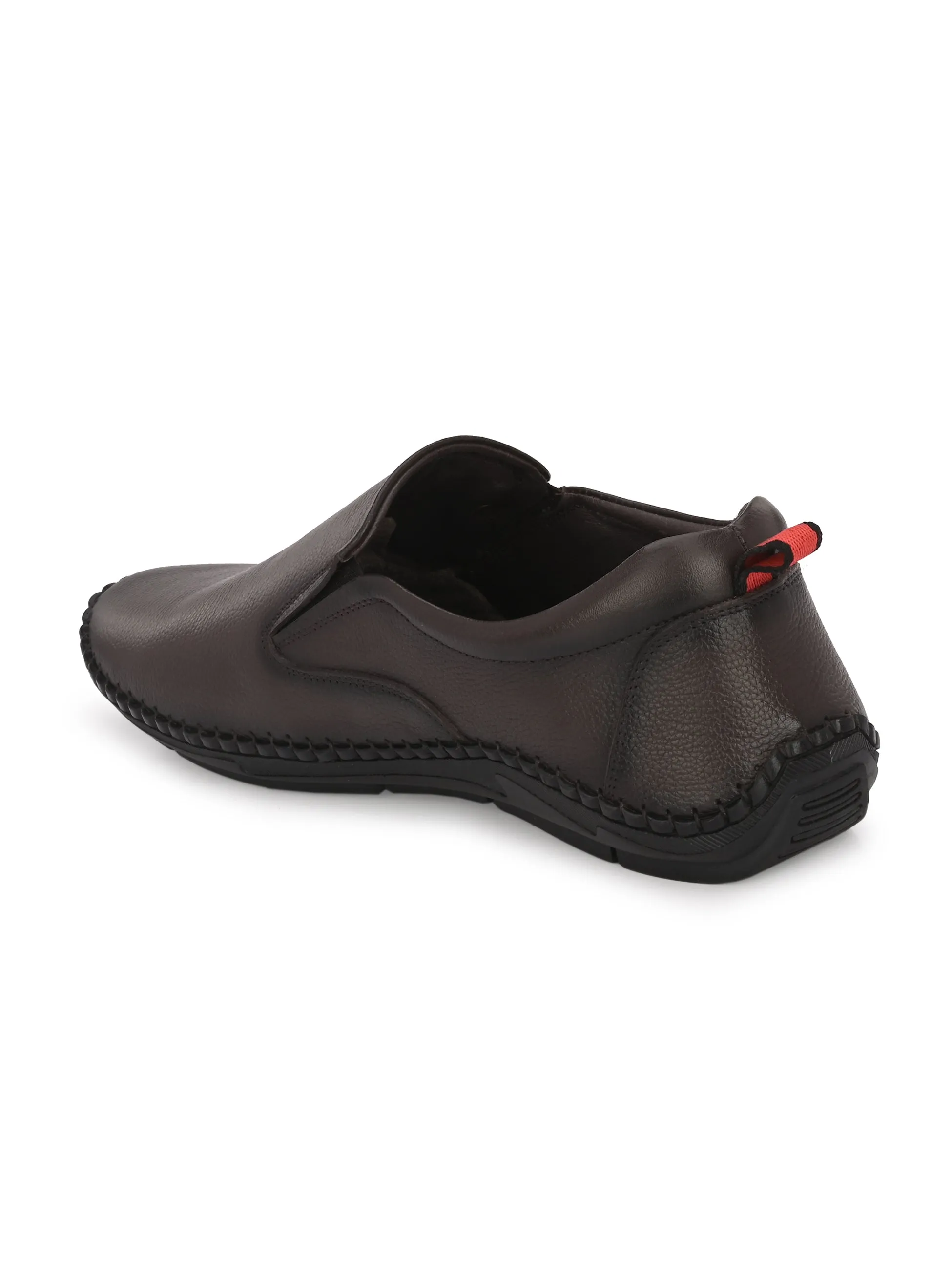 HITZ102 Men's Brown Leather Casual Slip-On Shoes