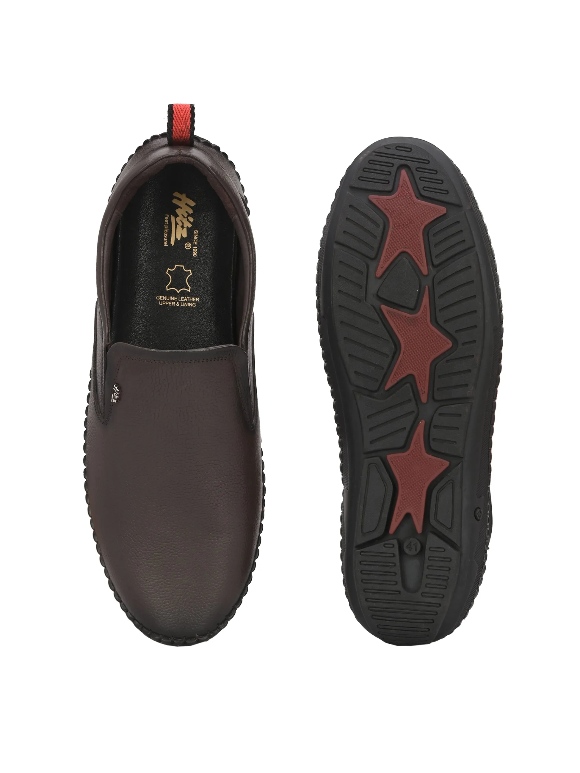 HITZ102 Men's Brown Leather Casual Slip-On Shoes
