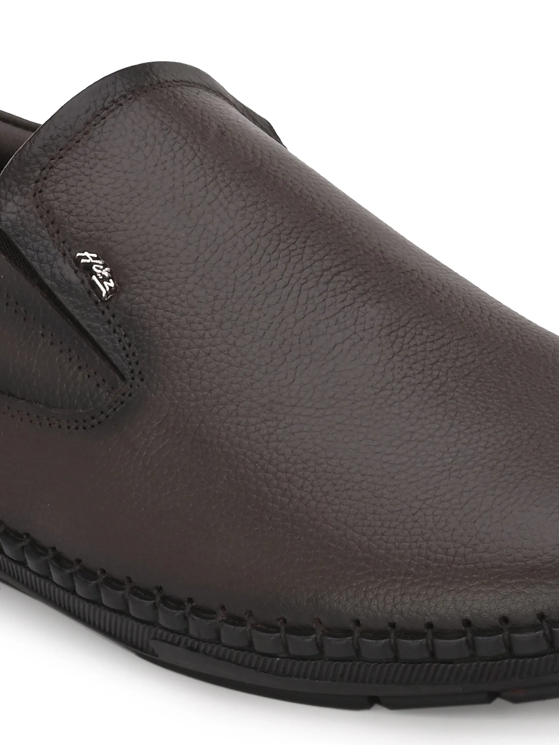 HITZ102 Men's Brown Leather Casual Slip-On Shoes