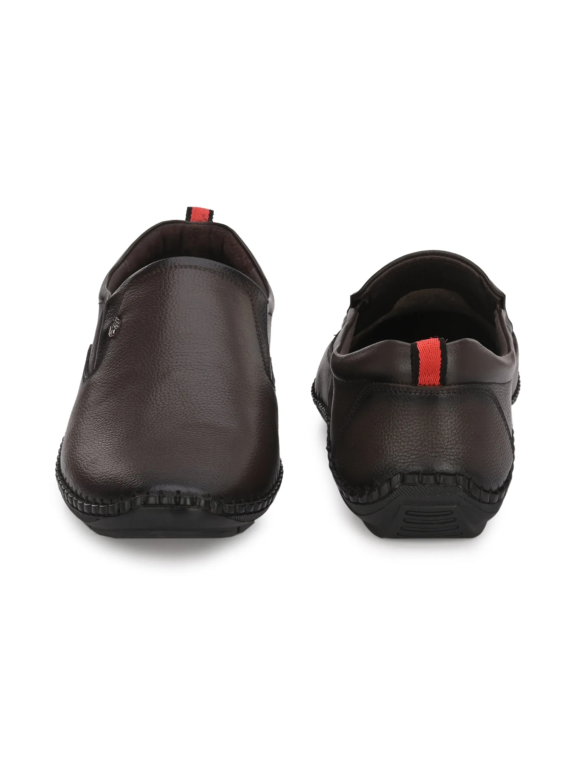 HITZ102 Men's Brown Leather Casual Slip-On Shoes