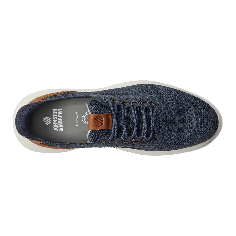 JOHNSTON & MURPHY AMHERST 2.0 LACE OXFORD KNIT HEATHERED NAVY - MENS
