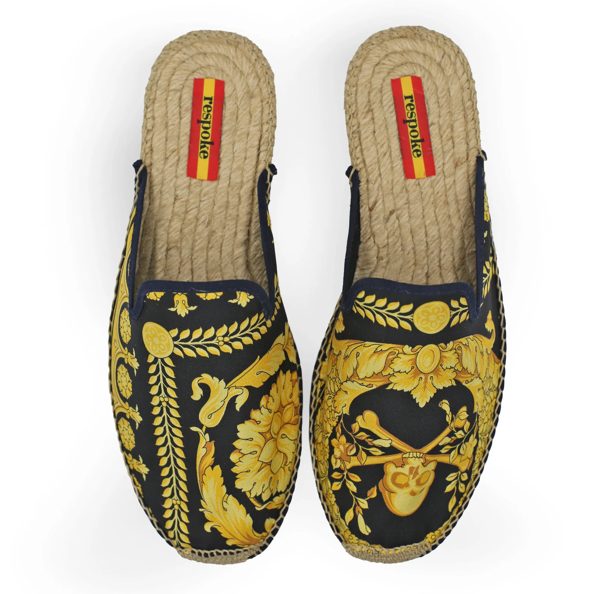 JOSÉ LUIS Black/Gold Mule Espadrilles