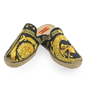 JOSÉ LUIS Black/Gold Mule Espadrilles