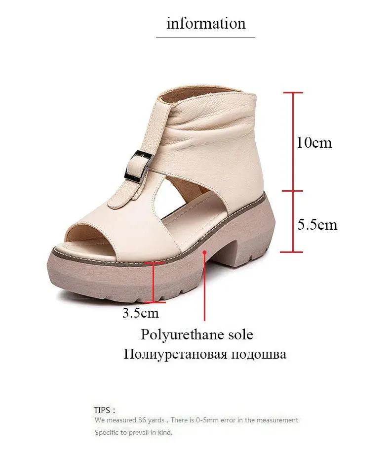 Leather Wedges Heels Gladiator Sandals Women's Casual Shoes GRCL0307