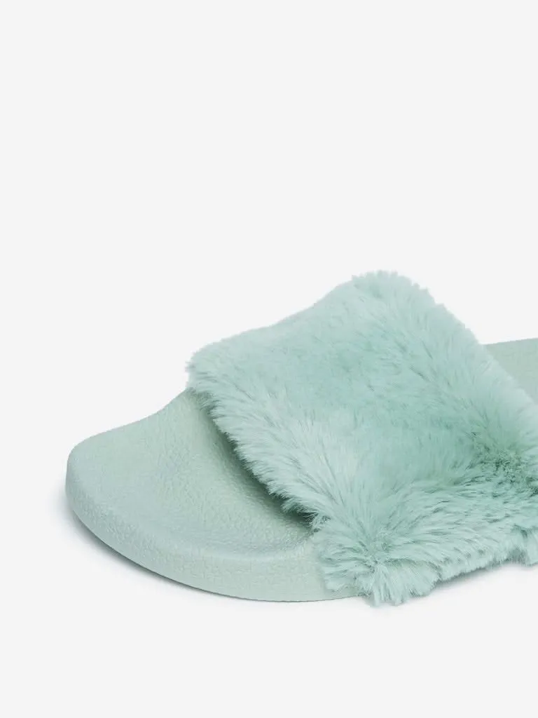 LUNA BLU Sage Faux-Fur Design Slides