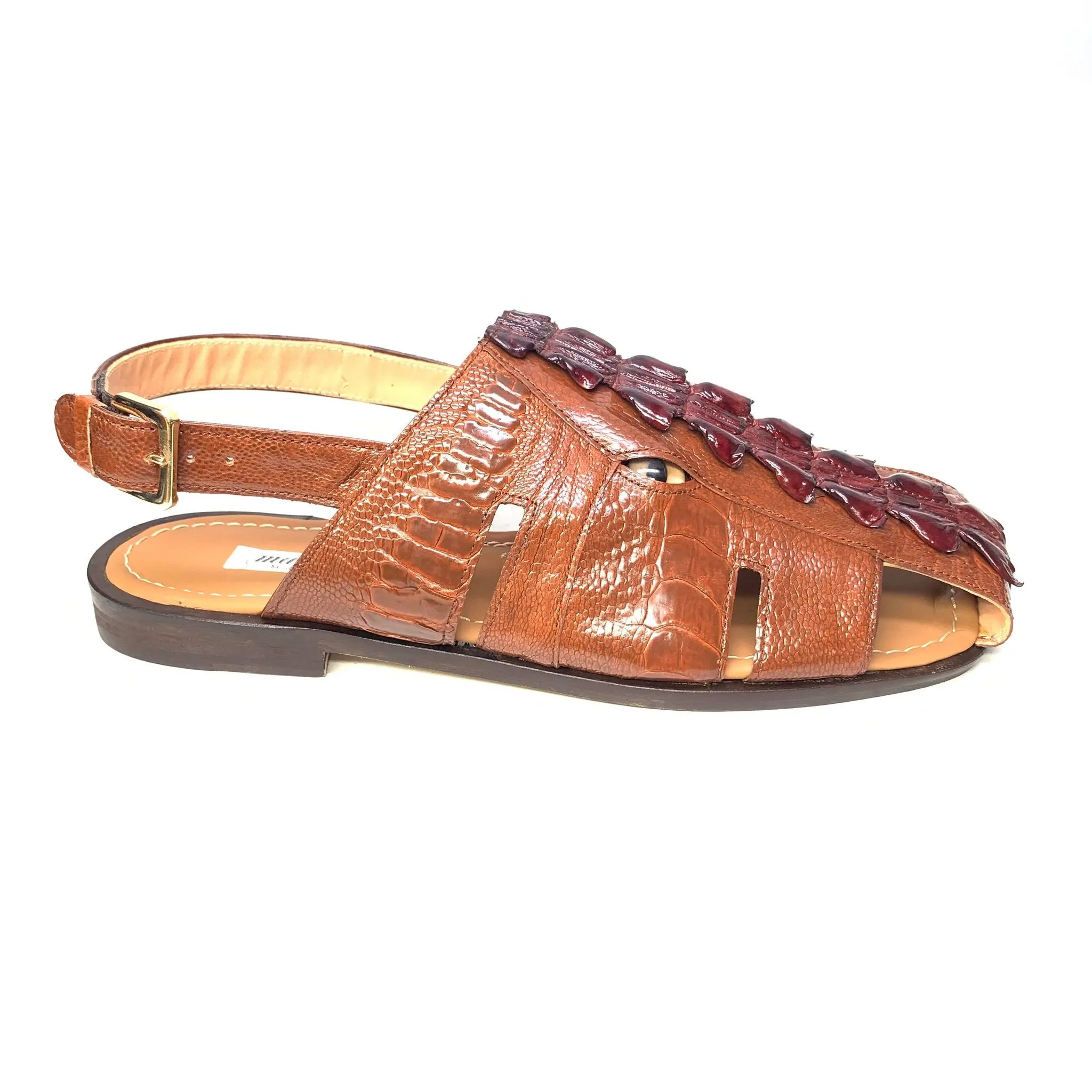 Mauri 5133 Mayhem Gold Exotic Hornback / Ostrich Leg Eyes Sandals