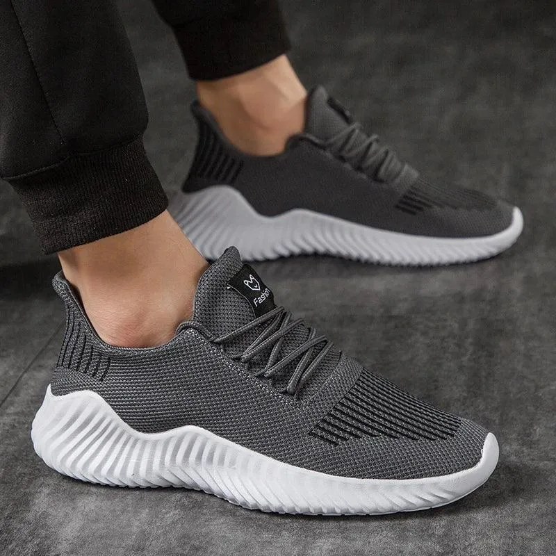 Men's Casual Shoes - Breathable White Sneakers - Light Tennis Footwear