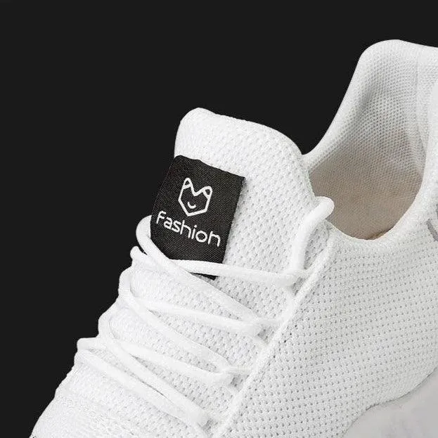 Men's Casual Shoes - Breathable White Sneakers - Light Tennis Footwear