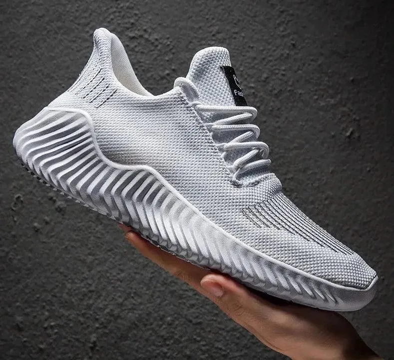 Men's Casual Shoes - Breathable White Sneakers - Light Tennis Footwear