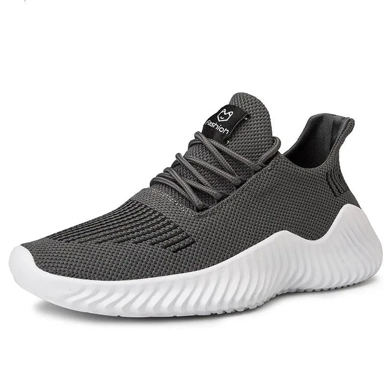 Men's Casual Shoes - Breathable White Sneakers - Light Tennis Footwear