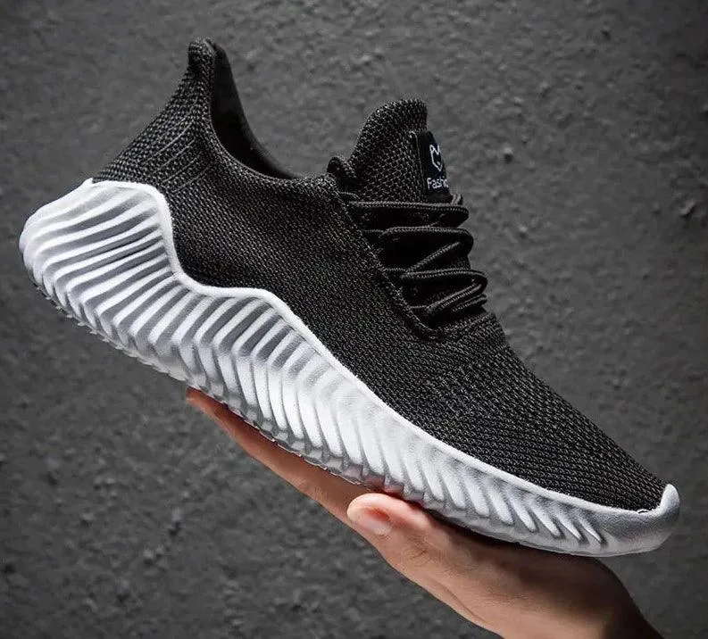 Men's Casual Shoes - Breathable White Sneakers - Light Tennis Footwear