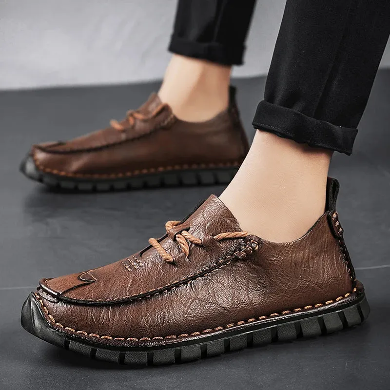 Men's Casual Shoes - Comfortable Loafers - Leather Flats - TSS337