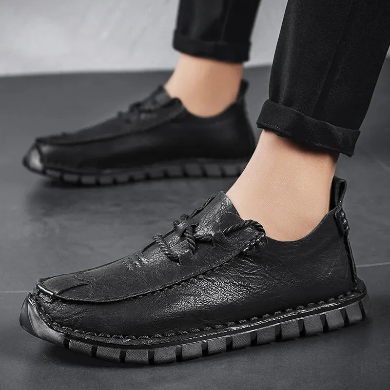 Men's Casual Shoes - Comfortable Loafers - Leather Flats - TSS337