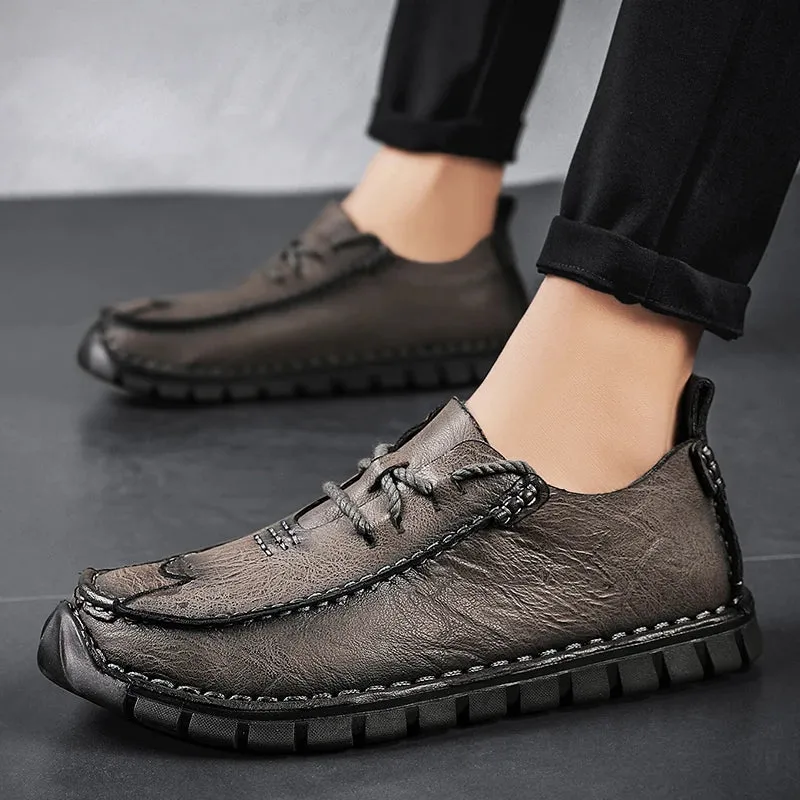 Men's Casual Shoes - Comfortable Loafers - Leather Flats - TSS337