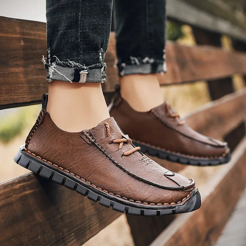 Men's Casual Shoes - Comfortable Loafers - Leather Flats - TSS337