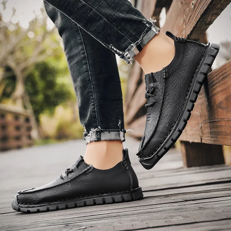 Men's Casual Shoes - Comfortable Loafers - Leather Flats - TSS337