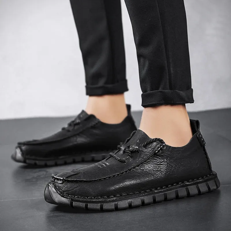 Men's Casual Shoes - Comfortable Loafers - Leather Flats - TSS337