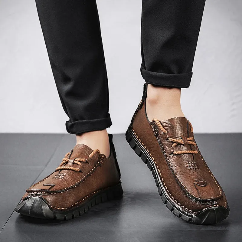 Men's Casual Shoes - Comfortable Loafers - Leather Flats - TSS337